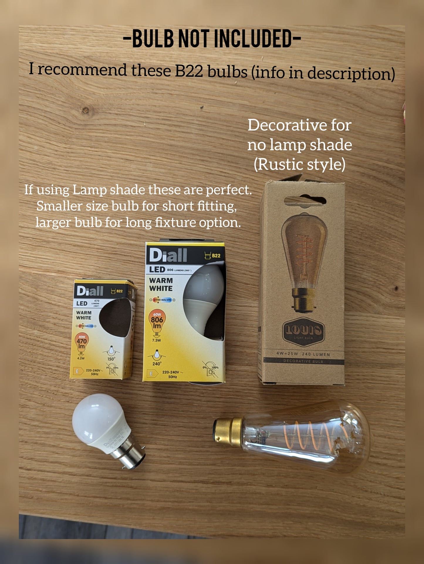 Solid Oak Lamp & Metal Fixtures #2