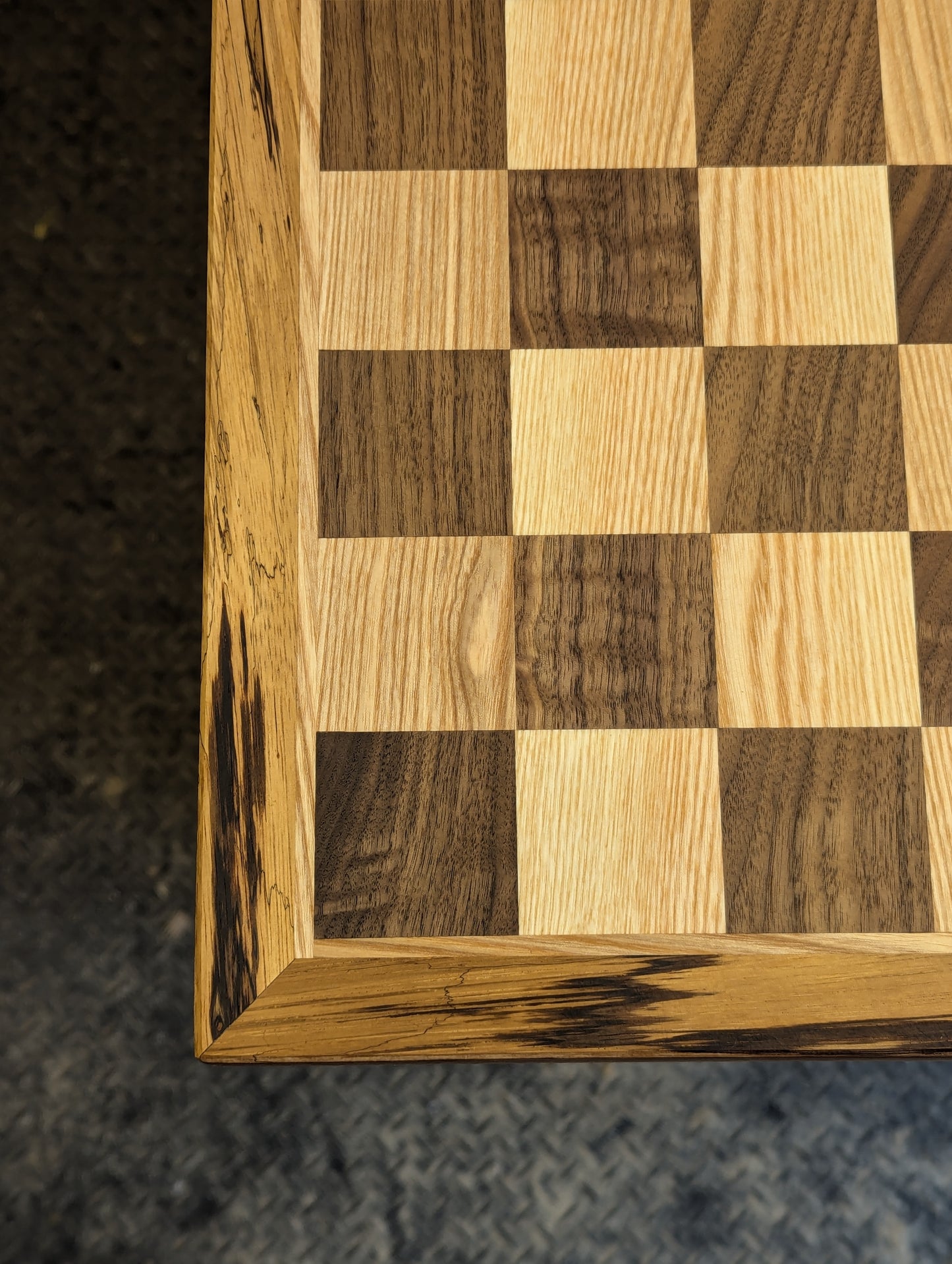 Large Chess set Ash-Walnut-Zebrano & pieces.