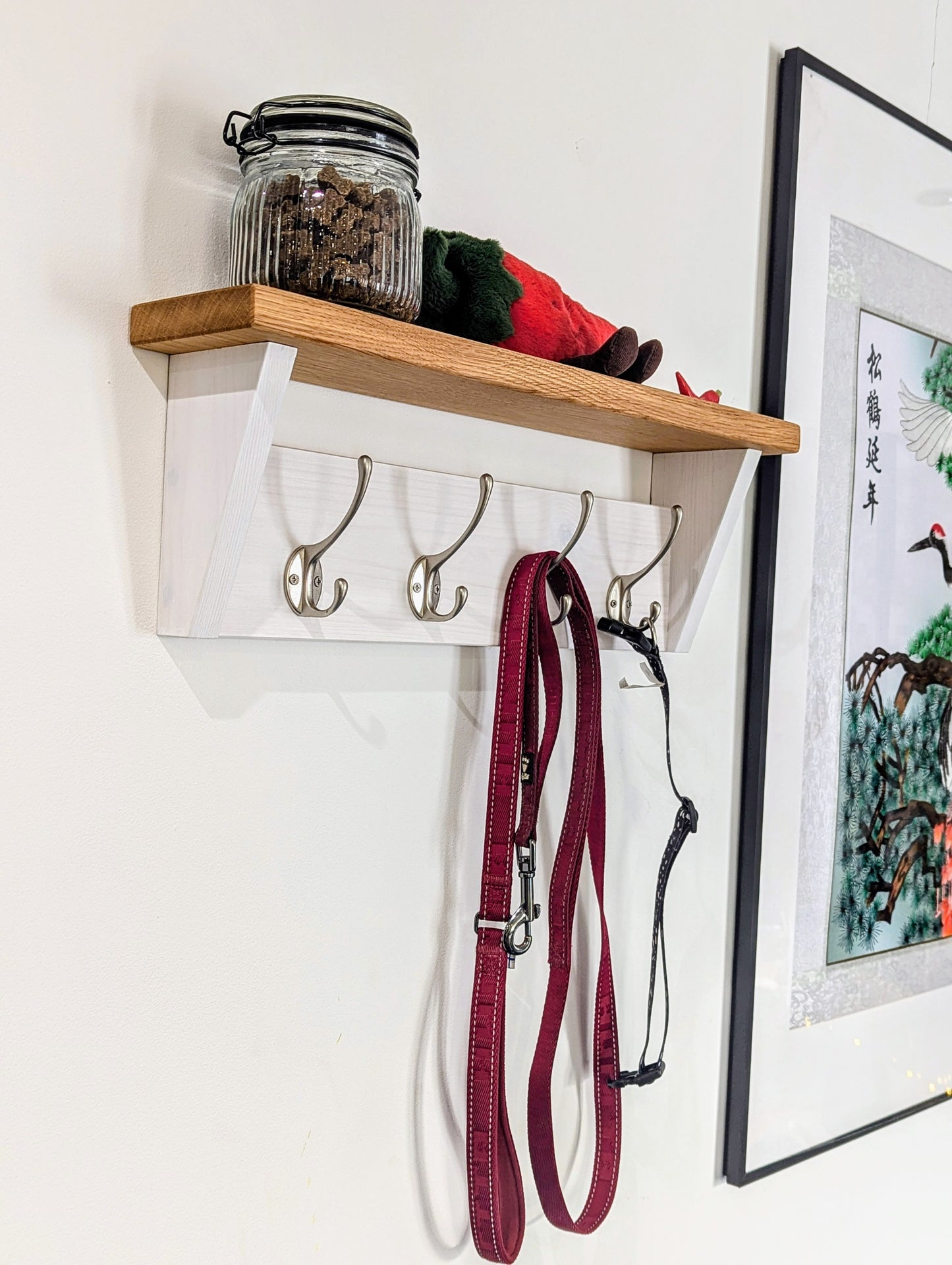 Coat Hook Rack with Oak shelf