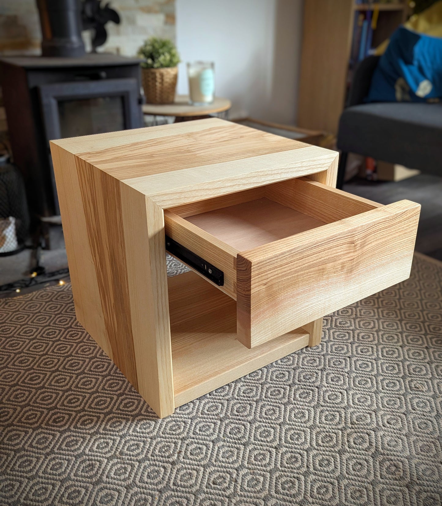 Solid Ash Waterfall effect Side Table