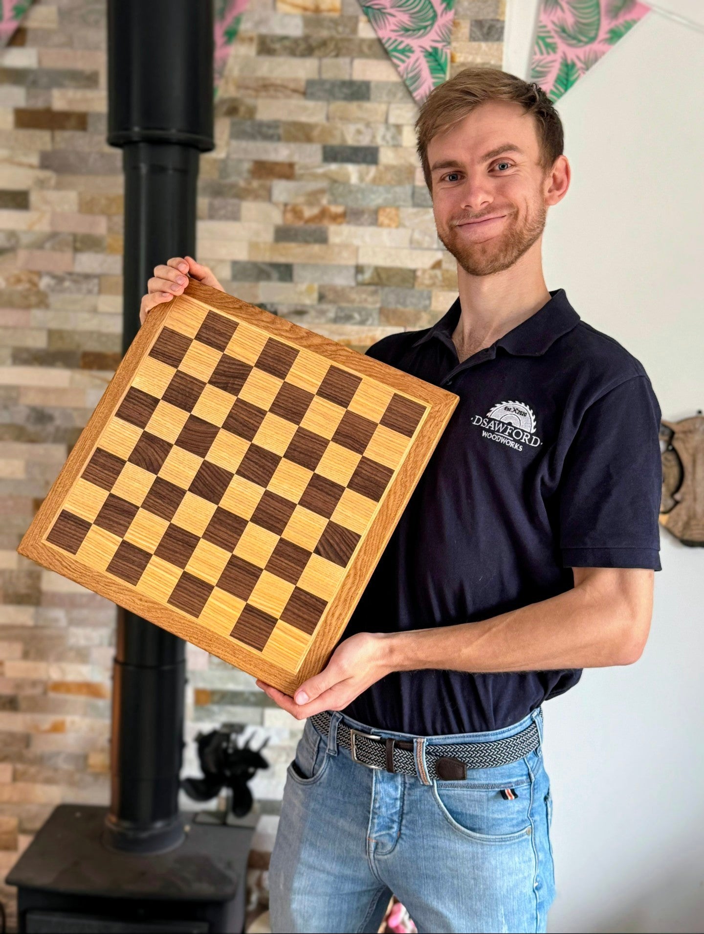 Large Chess set Ash-Walnut-Oak & Pieces