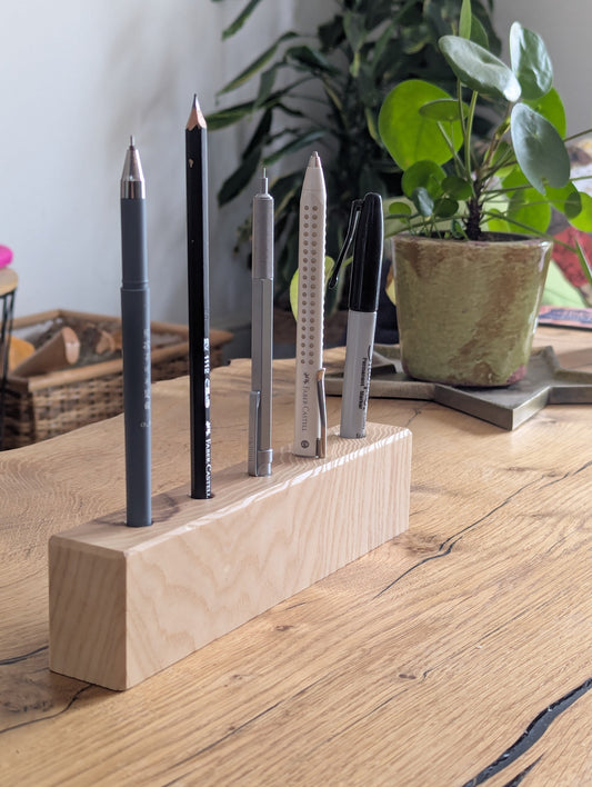 Pen Holder- Solid Ash or Oak
